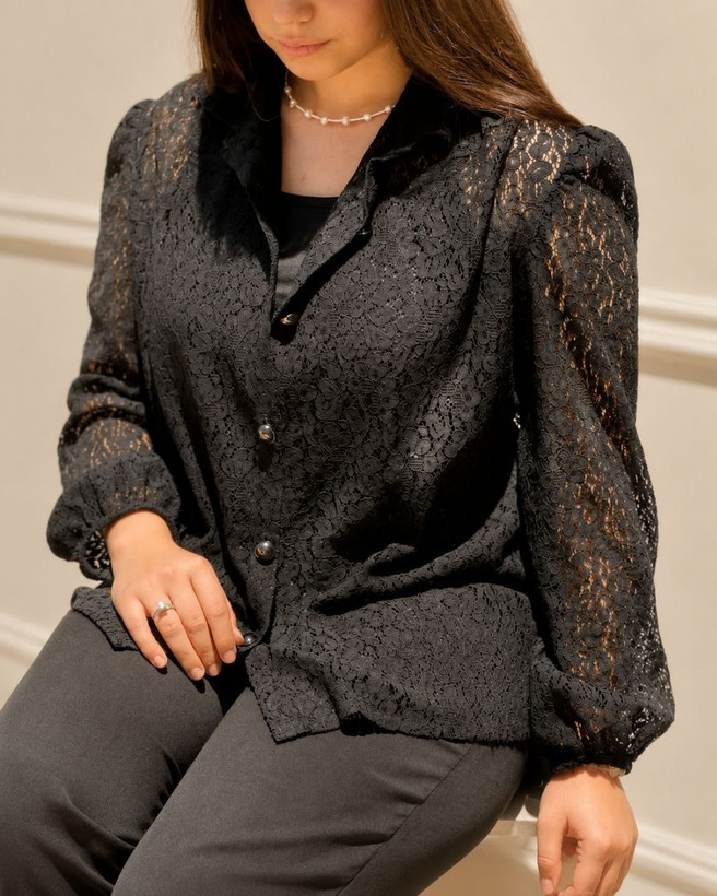 شومیز گیپور مشکی